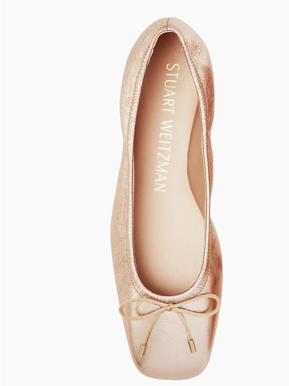 Stuart Weitzman The Bardot Flats In Crinkled Rose Gold Metallic Finish Sz 10B